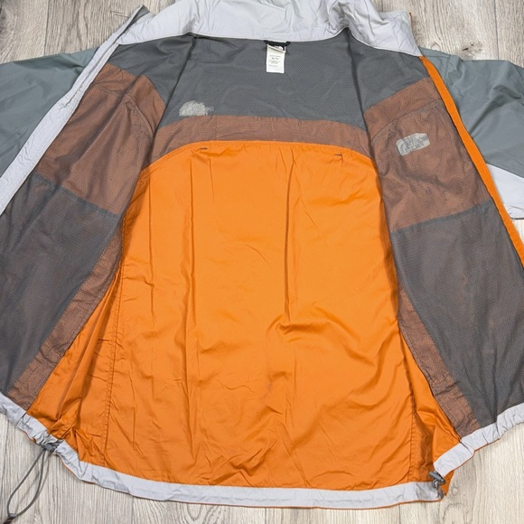 THE NORTH FACE Full Zip Up Mock Neck Orange & Gray Rain Jacket - Picture 6 of 9